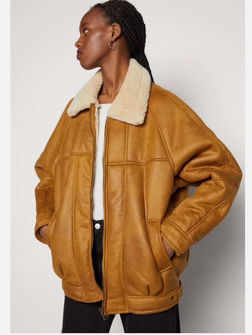 BDG Chestnut Faux Suede Shearling Lined Jacket Large NWOT